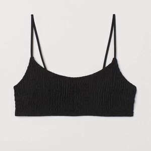 NWOT H&M Smocked Black Bikini Top size 4
